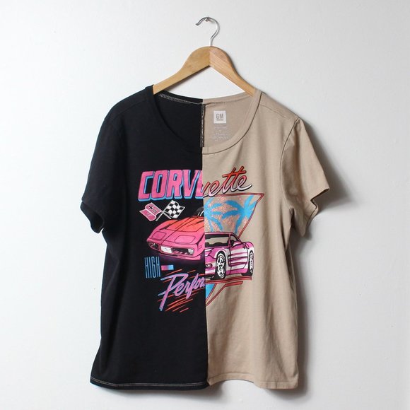 GM Shirt Womens 2X Black Tan Corvette Top - Picture 1 of 5